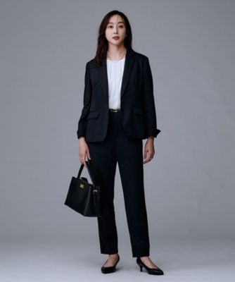 美品　アンタイトル　ストレッチ　ウォッシャブル　ジャージスーツ　3ピース　M　黒 洗えるスーツ／ストレッチ】ウール混ジャージ テーラードジャケット