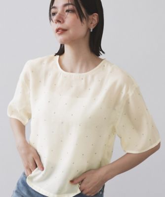 【SALE】OPAQUE.CLIP (Women)/オペークドットクリップ シアービジューブラウス(2002528627) シロ003 トップス【三越伊勢丹/公式】