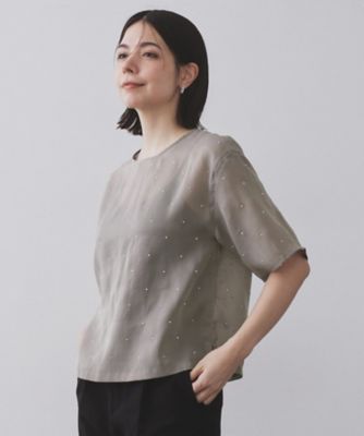 【SALE】OPAQUE.CLIP (Women)/オペークドットクリップ シアービジューブラウス(2002528627) グレー014 トップス【三越伊勢丹/公式】