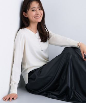 ＜INDIVI L (Women/大きいサイズ)＞【洗える／毛玉になりにくい】エクストラファインウール　Ｖネックニット（２００２５２８７３２）