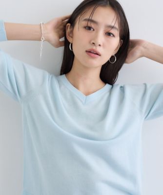 洗える／毛玉になりにくい】エクストラファインウール Vネックニット