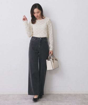 【美品】LEONARD 洗える　トップス 38 モールレースシアートップス【洗濯機洗い可