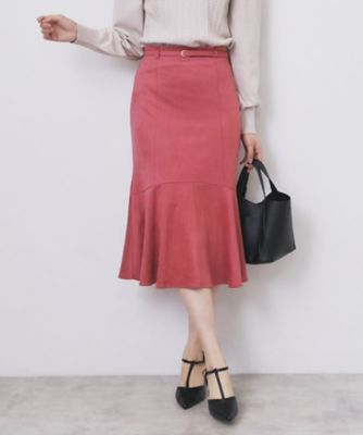 index (Women)/インデックス フェイクスウェード切り替えマーメイドスカート【洗濯機OK/イージーアイロン/防シワ】(2002528757) ピンク073 ひざ丈スカート【三越伊勢丹/公式】