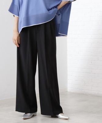 2タックワイドパンツ antiqua パンツ カットジョーゼット2タックワイドパンツ