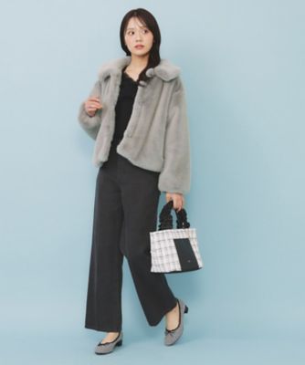 日本製✩新品未使用✩鑑定書✩ファーコート✩EMBA✩✩2way✩Lサイズ フェイクファーショートコート【洗える】（2002528871