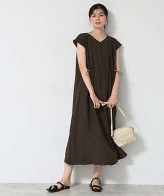 ★ ⭐︎心愛⭐︎★ HERMES シルク混　ドローストリング 半袖ワンピース 洗える】ウエストドロストリングワンピース（2002528914