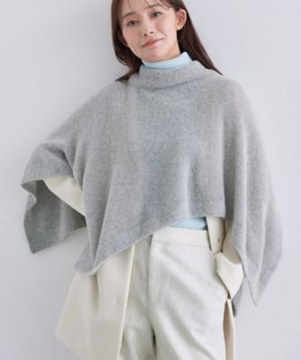 ＊極美品＊ プリーツプリーズ ポンチョ ケープ プルオーバー ライトグレー ISSEY MIYAKE(イッセイミヤケ) ポンチョ・ケープ(レディース