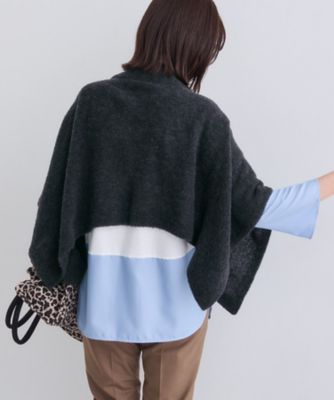 ミッソーニ　ケープ　ポンチョ ミッソーニ Missoni ニットポンチョ 羊毛など ネイビーミックス