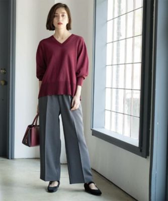 SS－LLサイズ》ストレッチ美脚イージーワイドパンツ【防シワ