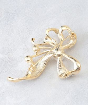 淡水パール／ストーン】ダブルリボンブローチ（2002529121