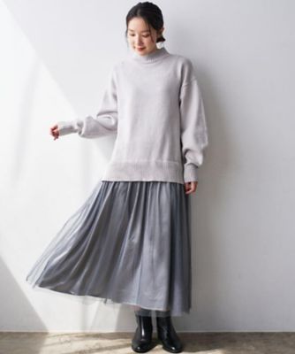 洗える】ニットチュールドッキングワンピース（2002529666