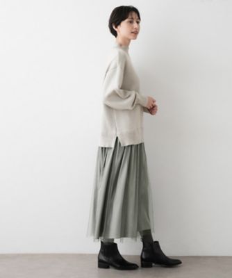 洗える】ニットチュールドッキングワンピース（2002529666