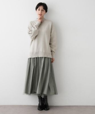 洗える】ニットチュールドッキングワンピース（2002529666