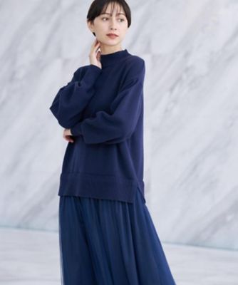 洗える】ニットチュールドッキングワンピース（2002529666