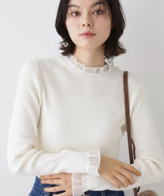 ＜Dessin (Women)＞【洗える】オーガンジーフリルニット（２００２５２９６７５）