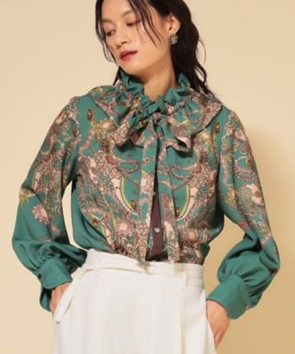 ＜SUNAUNA (Women)＞【ＣＯＬＬＥＣＴＩＯＮ　ＬＩＮＥ】オリエンタルパネル柄ブラウス（２００２５２９７０１）