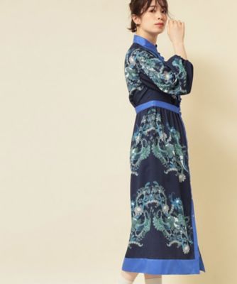 SUNAUNA (Women)/スーナウーナ【COLLECTION LINE】オリエンタルパネル柄ワンピース(2002529702) アオ194 ワンピース・ドレス【三越伊勢丹/公式】