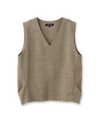 やきにくのたれ 美品 LEMAIRE VネックベストS オリーブグリーン セットアップ可／接触冷感／ノースリーブ】梳毛調合繊Vネック