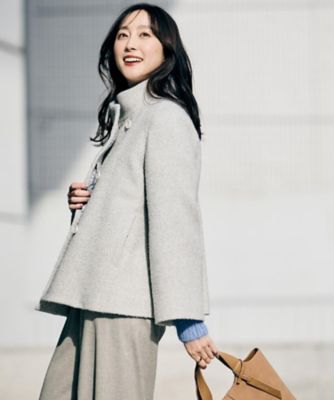 エレガント／ミディアウター】ミックスヘリンボンコート