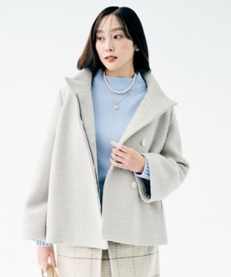 エレガント／ミディアウター】ミックスヘリンボンコート