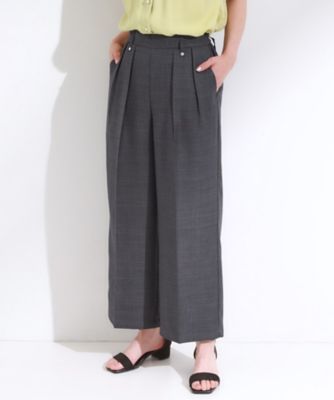 ＜SHOO LA RUE (Women)＞【Ｓ－ＬＬ／洗濯後しわになりにくい】ゴールドパーツできれい見え　麻調タックワイドパンツ（２００２５２９８７９）