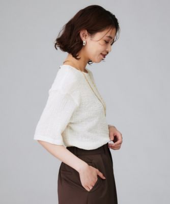 五分袖／ジャージトップス】スラブカールマイヤープルオーバー
