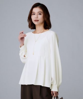 olu. ペプラムブラウス　ネイビー 楽天市場】 バイカラー ペプラム ブラウス [C6514] レディース