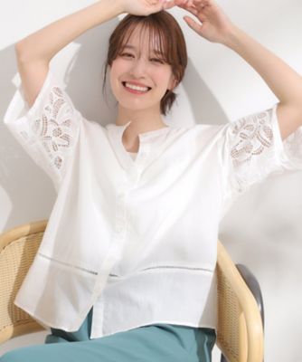 おおまま様　BARAKURA バラ色の暮し 刺繍レース 手染め ブラウス M S-LL/前後2WAY/洗濯後しわになりにくい】お袖刺繍レースブラウス