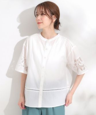 【美品】OHGA ROSE 刺繍 ブラウス ホワイト セール】 【See she me】カットワーク刺繍ブラウス （シャツ