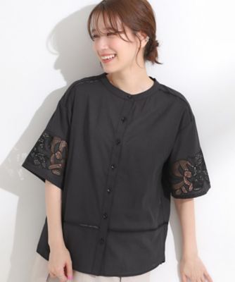 S－LL／6分袖】レースデザインで華やか見え お袖刺繍