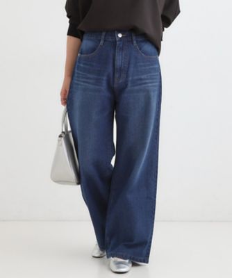 S－LL】脚のラインを拾いにくい デニムワイドパンツ