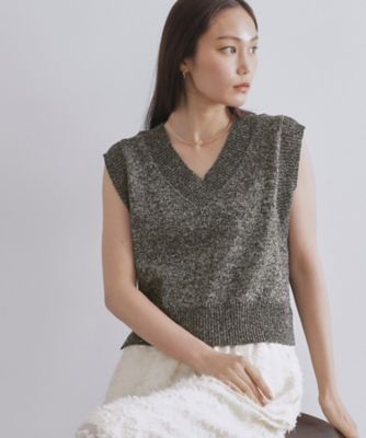 【SALE】OPAQUE.CLIP (Women)/オペークドットクリップ スパンコールラメVネックニット(2002529999) クロ619 トップス【三越伊勢丹/公式】