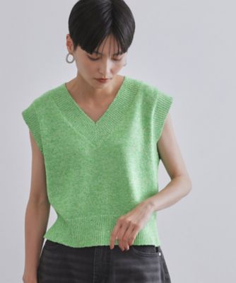 【SALE】OPAQUE.CLIP (Women)/オペークドットクリップ スパンコールラメVネックニット(2002529999) グリーン622 トップス【三越伊勢丹/公式】