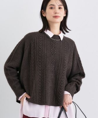 美品 INDIVI インディヴィ コクーン コート ブラウン L 40 ニット袖