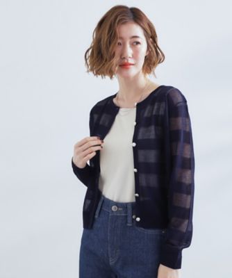 シアーボーダーカーディガン（2002530090） | GROVE (Women