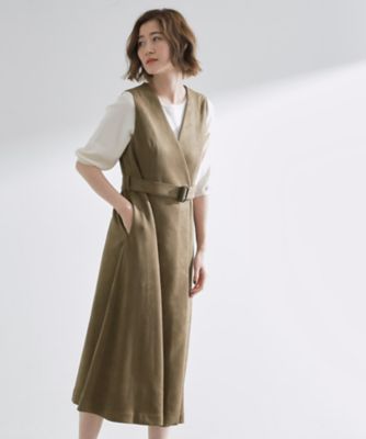 GROVE (Women)/グローブ スウェード調ジレワンピース(2002530110) オリーブ027 ワンピース・ドレス【三越伊勢丹/公式】