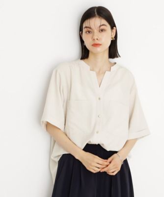 ＜THE SHOP TK (Women)＞ダブルポケット５分袖シャツ【体型カバー／洗濯機ＯＫ】（２００２５３０１１２）