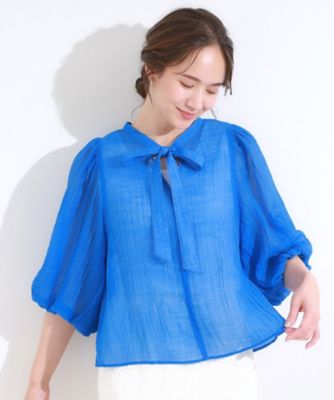 ella_selectshop カノコ　バルーンスリーブ　襟付きポロ S－LL／前後2WAY】バルーンスリーブが華やか こなれ見え