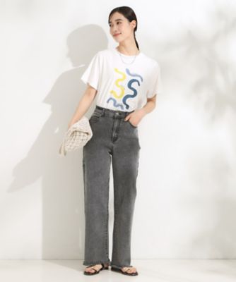 MAUVAISES HERBES デニム　レディース S－LL／裏ひんやり／ストレッチ】ワイドストレートデニム