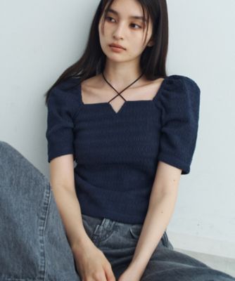 gather puff jersey tops