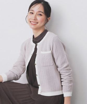 ＜index (Women)＞ロゴ刺繍クルーカーディガン【洗濯機洗い可】（２００２５３０６８３）