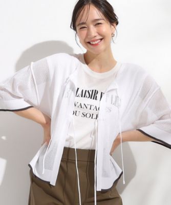 ＜SHOO LA RUE (Women)＞【２点セット】メッシュリボン２ＷＡＹニット×フレンチスリーブＴシャツセット（２００２５３０７９３）