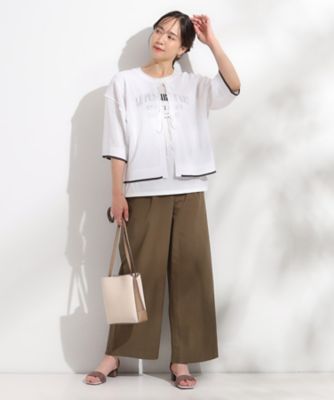 【２点セット／Ｓ－ＬＬ】メッシュリボン２ＷＡＹニット×フレンチスリーブＴシャツセット（２００２５３０７９３）