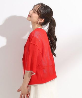 【２点セット／Ｓ－ＬＬ】メッシュリボン２ＷＡＹニット×フレンチスリーブＴシャツセット（２００２５３０７９３）