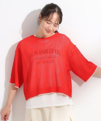 【２点セット／Ｓ－ＬＬ】メッシュリボン２ＷＡＹニット×フレンチスリーブＴシャツセット（２００２５３０７９３）