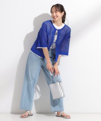 【２点セット／Ｓ－ＬＬ】メッシュリボン２ＷＡＹニット×フレンチスリーブＴシャツセット（２００２５３０７９３）