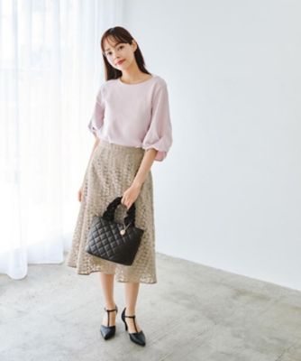 小花刺繍チュールマーメイドスカート【洗濯機OK／抗ピル