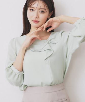 【SALE】index (Women)/インデックス パール調リボンブラウス【洗濯機洗い可/イージーアイロン】(2002530884) グリーン021 トップス【三越伊勢丹/公式】