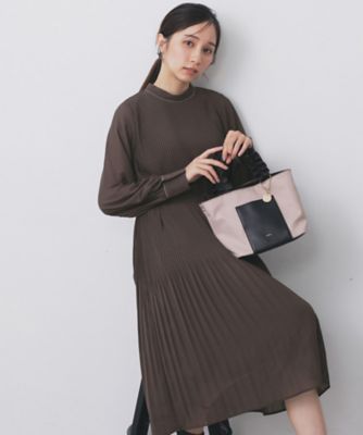 5色展開／S－3Lサイズ》プリーツフレアワンピース【洗濯機OK／防