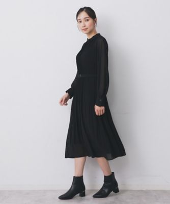 美品✨ プリーツプリーズ マキシ丈 フレアワンピース 黒色 1 エレガンス 美品✨ プリーツプリーズ マキシ丈 フレアワンピース 黒色 1